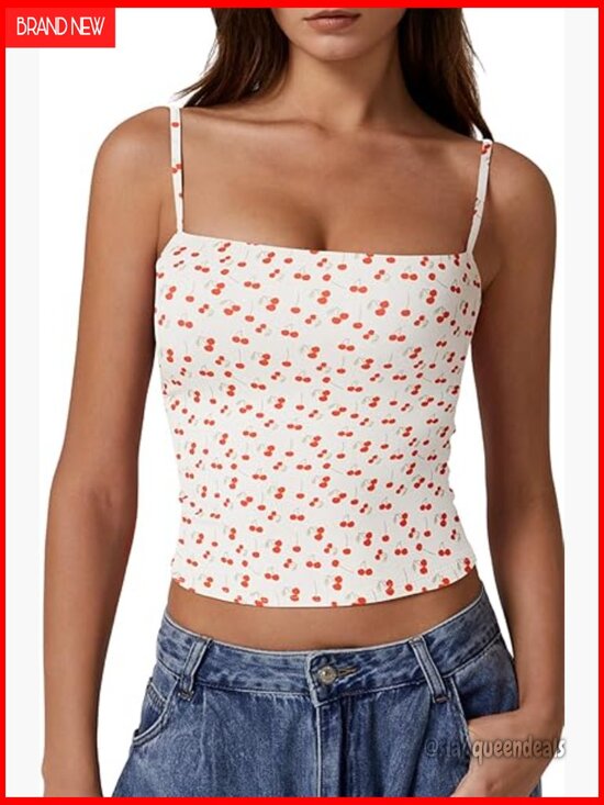 Tops - Double Lined Basic Tank Top Adjustable Spaghetti Straps Sleeveless Camisole
